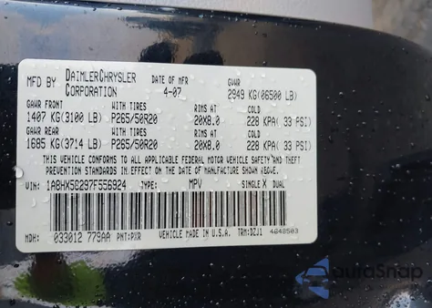 2007 Chrysler Aspen Limited z USA, uszkodzony, nr VIN 1A8HX58297F556924